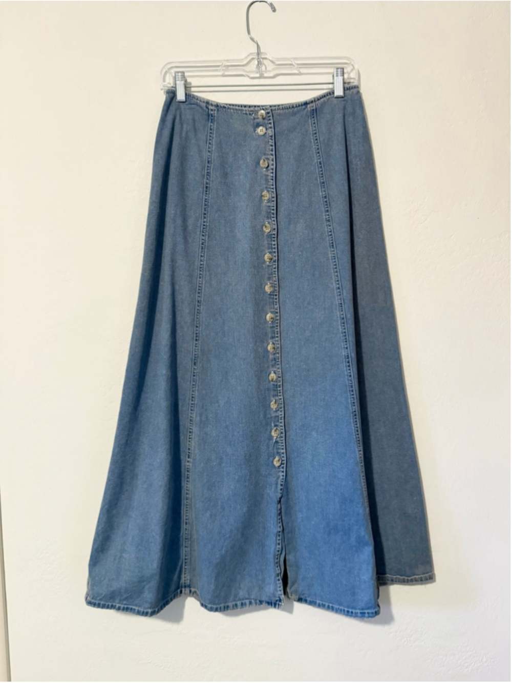 Women's Vintage Tweeds Light Wash Denim A-Line Skirt Size 10 Blue